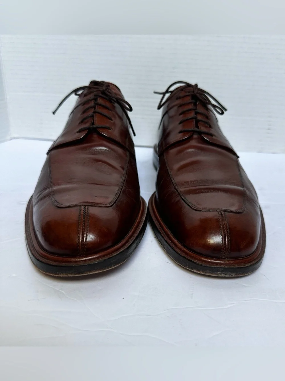Melzan Men’s Whiskey Brown Lace Up Spilt Front Almond Toe Shoes- Size 11